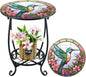 Cinnvoice Outdoor Side Table Round Small Mosaic Patio Accent Indoor End Plant by Cinnvoice