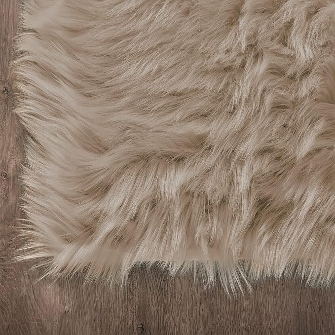 Latepis 2x3 Brown Beige Small Faux Fur Rug Fluffy Furry Rugs Throw Rug Washable - Image 5