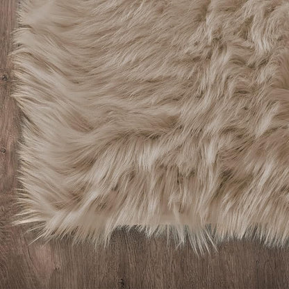 Latepis Light Brown Beige 5X6.7 Faux Fur Rug Fluffy Fuzzy Throw Rugs Washable - Image 5