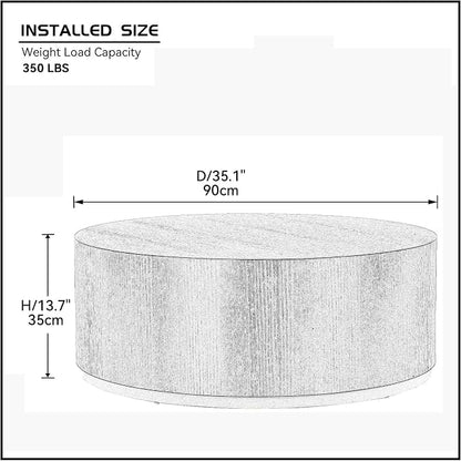 SSLine Classic Drum-Shape Contemporary Round Coffee End Table Black Wood Small - Image 3
