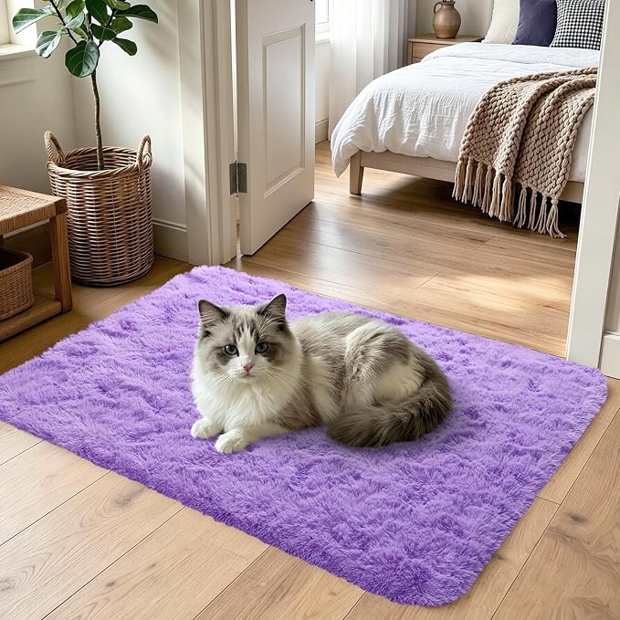 2x3 Purple Fluffy Soft Area Rug Non-Slip - Image 2