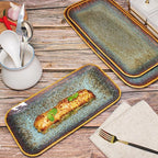 Porcelain Dinner Plates Platters Set of 2, for Fruit, dessert, snack platter, Bread, cupcake, Salad - Microwave, Dishwasher Safe, Scratch Resistant durable, Brown Reactive glaze