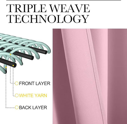NICETOWN Blackout Curtains Window Draperies, Rouge Pink, 70 by 95 inches Long - Image 3
