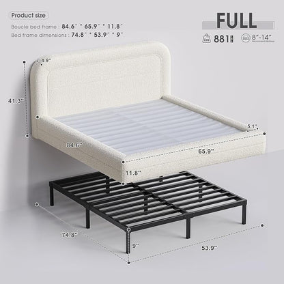 Homkdom Cloud Bed Frame with Headboard, Upholstered Soft Full Bed Frame with - Image 2