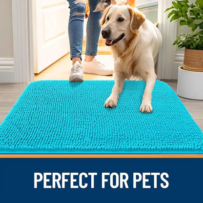 OLANLY Dog Door Mat for Muddy Paws 34x21, Super Absorbent Chenille Mud Mat | - Image 6