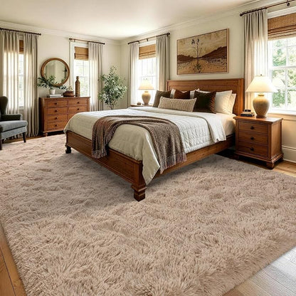 7x10 Large Beige Fluffy Soft Area Rug Non-Slip - Image 4