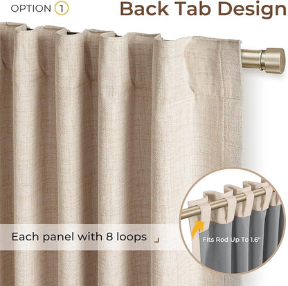 INOVADAY Extra Wide 100% Blackout Linen Curtains - Image 3