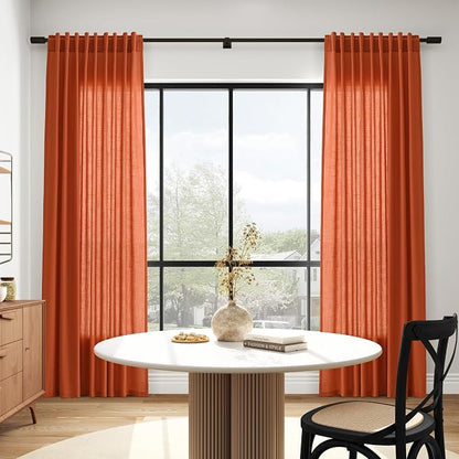 Bright Orange Linen Curtains 72 Inch Long - Image 6