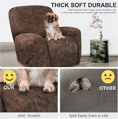 ANARACHON Leather Look Recliner Chair Covers Stay in Place 4-Piece Recliner - Image 6