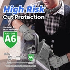 Schwer 6 Pairs ANSI A6 Cut Resistant Gloves CR7120 Cut Proof Work Gloves, Touchscreen, for Men and Women Used for Woodworking, Glass Cutting, Construction, Cargo Handling, Car Repair, S