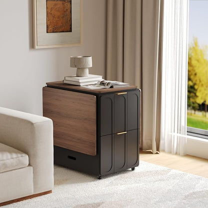 ModernMate 3-in-1 Folding Desk & File Cabinet, Fluted Multi-Storage Workspace - Image 7