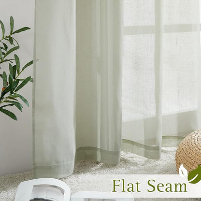NICETOWN Linen Sheer Curtains Flax Textured, Grommet Top Casual Thick - Image 6