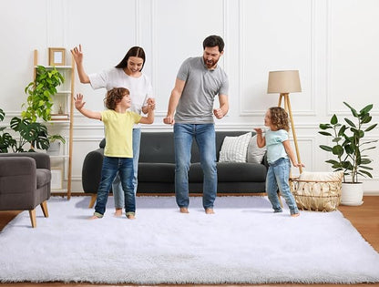 White 8x10 Area Rugs for Living Room, Large Fluffy Shag Bedroom Rug, Soft Plush - Image 8
