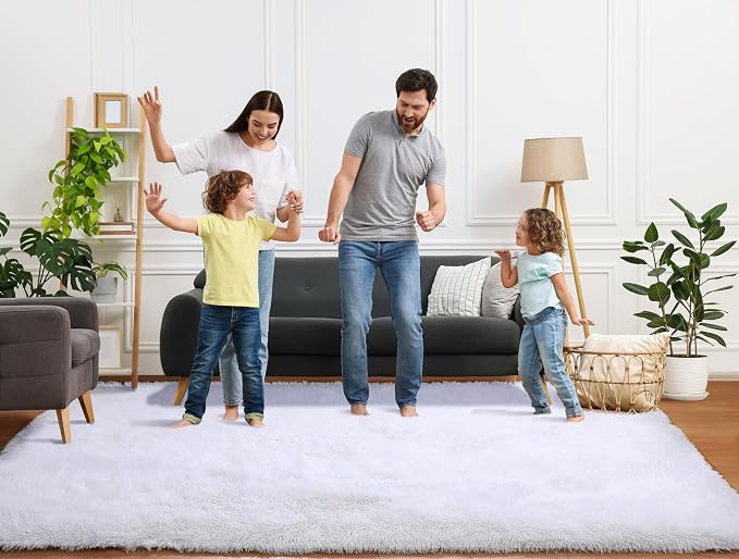 White 6x9 Area Rugs for Living Room Bedroom, Large Fluffy Bedside Throw Rug - Image 8