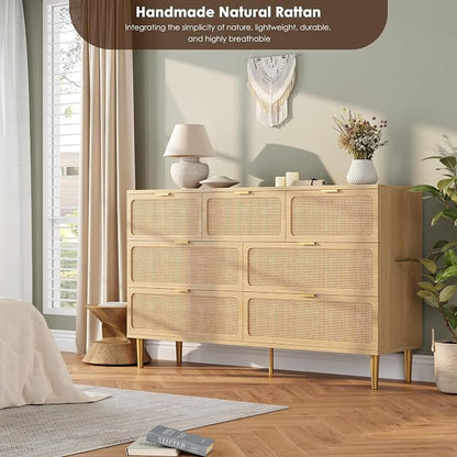 GarveeHome Rattan 7 Drawer Dressers - Image 7