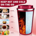 Insulated Coffee Tumblers with Flip Lid 12oz / 17oz, Stainless Steel Travel Coffee Mug Leak Proof, Vacuum Insulated Coffee Mug Reusable Cup, Keeps Cold and Hot for Coffee Tea