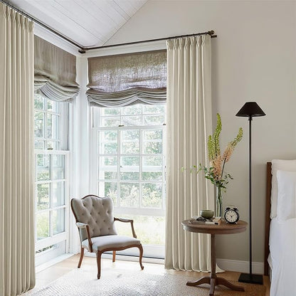 132 Inch Flax Linen Neutral Curtains 2 Panels Set Pinch Pleated | Memory - Image 9