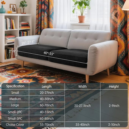 Hokway Stretch Couch Cushion Covers, 2 Piece Individual Sofa Cushion - Image 3