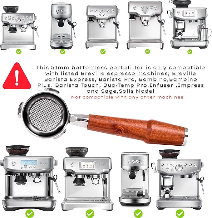 54mm Breville Espresso Machine Accessories Tamper Set Must Have Tools Kit/Bottomless Portafilter,54mm Calibrated Espresso Tamper, WDT, Espresso Distribution Tool 4pcs