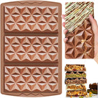 HKNMTT Chocolate Bar Mold Silicone, Large Stuffed Dubai Pistachio Deep Bar Moulds Kit 0.85 Inch Thick Big, Ideal for Homemade Making Candy Bar Bpa Free DIY Diamond Grid
