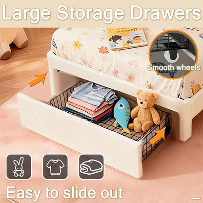 Twin Multifunctional Upholstered Bed，Children’s Bed - Image 9