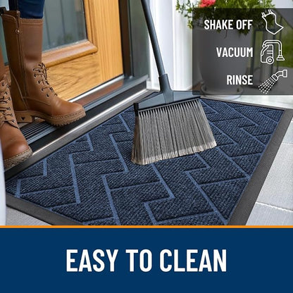 OLANLY Front Door Mat Outside 59x23, All-Season Absorbent Rubber Doormat | Blue - Image 6
