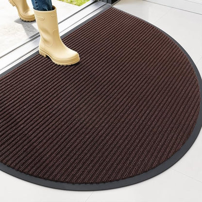 OLANLY Half Circle Front Door Mat 40x32, Waterproof Heavy-Duty Doormat | Brown by OLANLY
