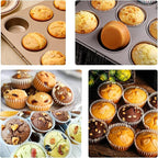 12-Cup Muffin Pan Tin for Baking, 2 Packs Nonstick Cupcake Pan Tin, Cup Cake Tray, Cheesecake Pans, Gold