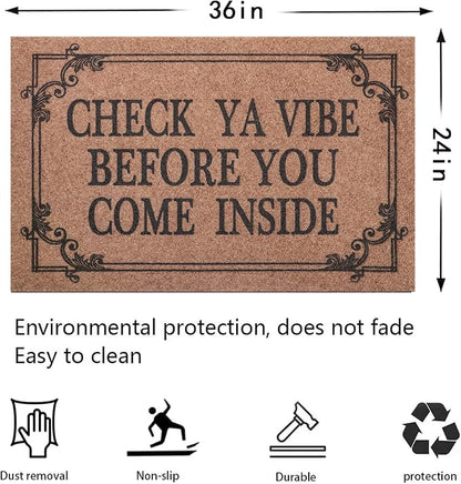Front Door Indoor Outdoor Entrance Doormat Brown Rubber Welcome Door Mat Come - Image 3