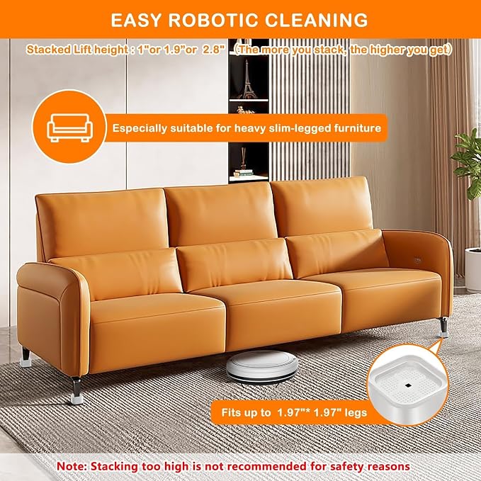 Furniture Risers Adjustable Bed Risers Heavy Duty Lifts Height 2", Square - Image 3