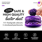 MONÉGASQUE Purple Edible Glitter for Drinks 7g – Violet Edible Glitter for Cakes & Cocktails – Purple Luster Dust for Cake Decorations Spray Sprinkles – Halloween Cocktail & Drink Shimmer Powder