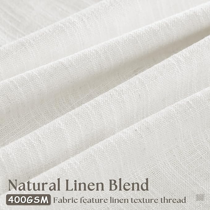 Extra Wide Pinch Pleat 84 Inch Curtains 60 Inch Wide Beige White | Memory - Image 2