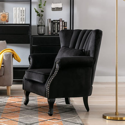 Accent Chairs Set of 2 with Arm Comfy Velvet Living Room Chair Mid-Century - Image 7