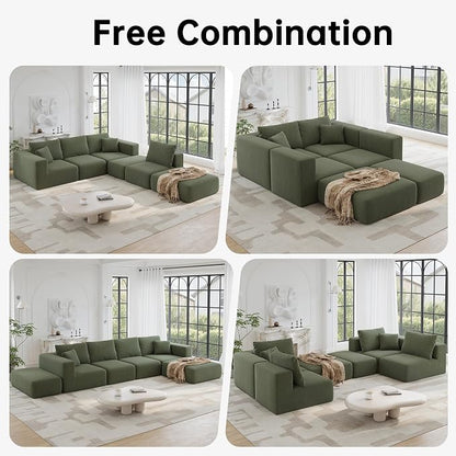 152'' Modern Boneless Couch, Oversized 2-in-1 Modular Sectional Sofa Bed - Image 5