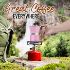 Zulay Moka Pot Espresso Stovetop Coffee Maker - Leak-Proof, Stainless Steel, Easy to Clean, Heat Resistant Handle & Knob - for Authentic Cuban & Italian Style Espresso - Makes 6 Espresso Cups - Pink