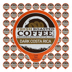 Fresh Roasted Coffee, Dark Costa Rica Tarrazu, Dark Roast, 72 Pods for K Cup Brewers