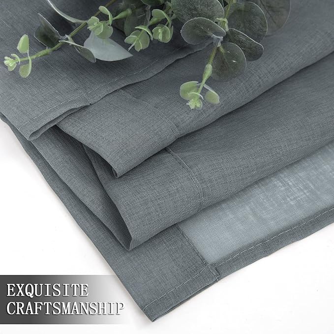 Tollpiz Short Sheer Curtains Linen Textured Living Room Curtain Sheers Light - Image 7