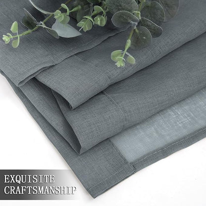 Tollpiz Short Sheer Tier Curtains Linen Textured Half Kitchen Curtain Sheers - Image 7