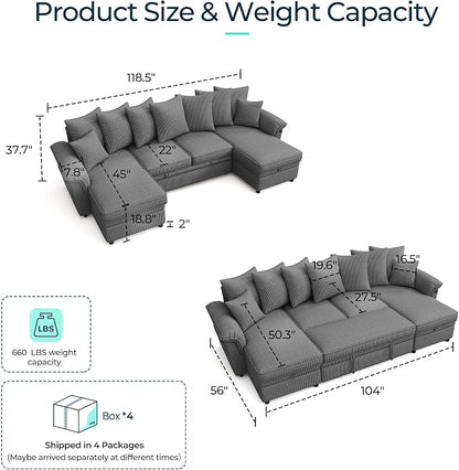 LINSY HOME Oversized Sectional Sleeper Sofa - Image 2