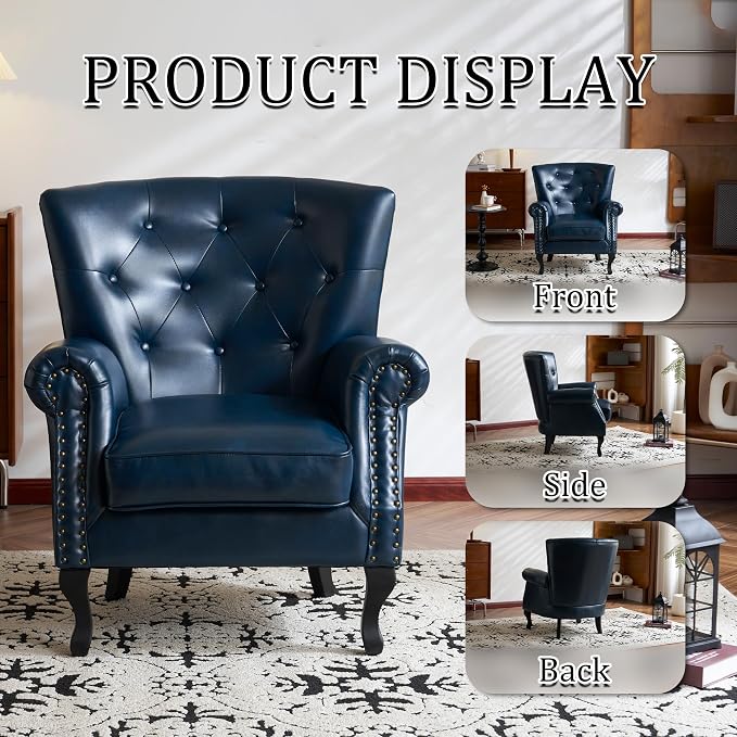 Modern Accent Chair, Mid-Century Faux Leather Armchair - Image 8