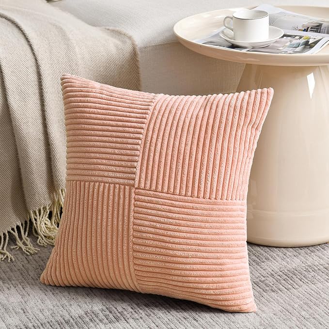 Fancy Homi 2 Packs Peach Decorative Throw Pillow Covers 22x22 Inch - Image 2