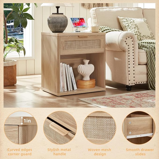 LEYAOYAO Rattan Nightstands Set of 2 - Image 4
