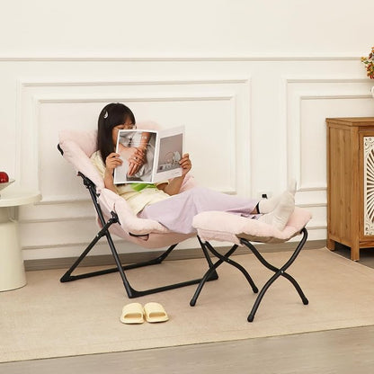 Comfy Saucer Chair for Adults, Soft Faux Fur Bedroom Chair, Accent Dorm Chairs - Image 4