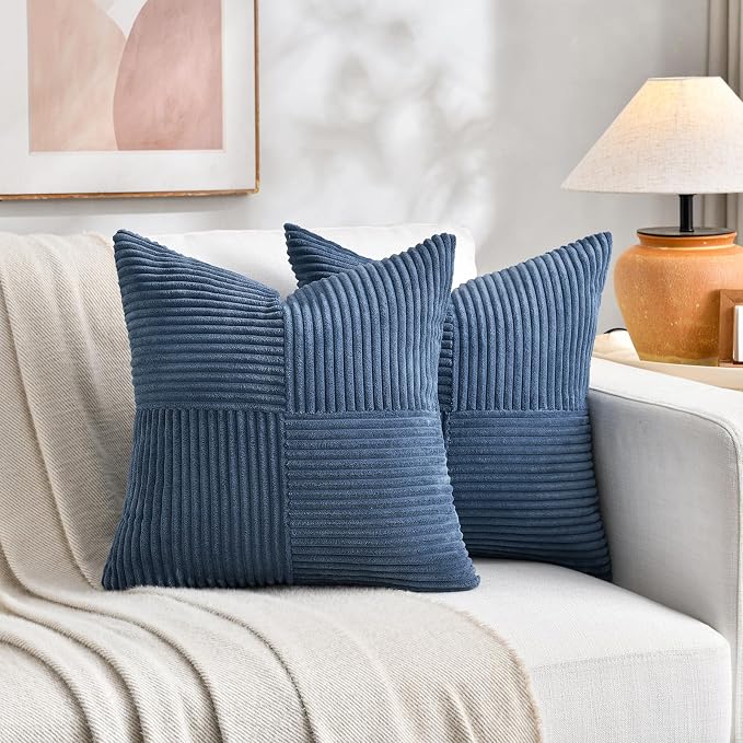 Fancy Homi 2 Packs Dusty Blue Samll Decorative Throw Pillow Covers 12x12 Inch - Image 5