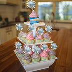Gyufise 30Pcs Foil Firework Cupcake Toppers Sparkle Tinsel Cake Toppers Tinsel Drink Cake Decoration Cocktail Picks for Birthday Wedding Graduation Party Supplies Silver