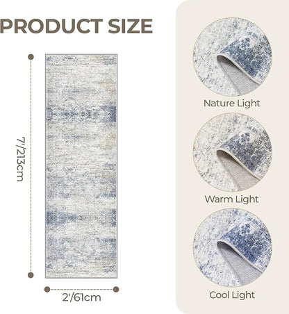 2x7 Runner Rug Non Slip, Washable Hallway Runner Rug, Nursery Room, Soft Runner - Image 2
