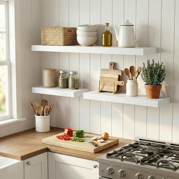 12 inch Deep Floating Shelves for Wall, 24 inch Wide Engineered Wood Wall - Image 6