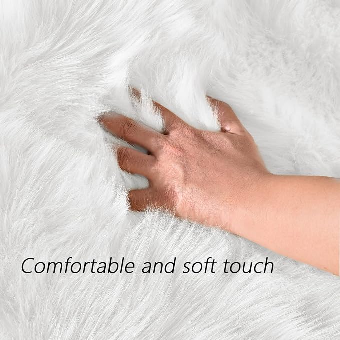 Latepis Runner Rugs for Hallway 2x8 White Faux Sheepskin Fur Rug Fluffy Shag - Image 4