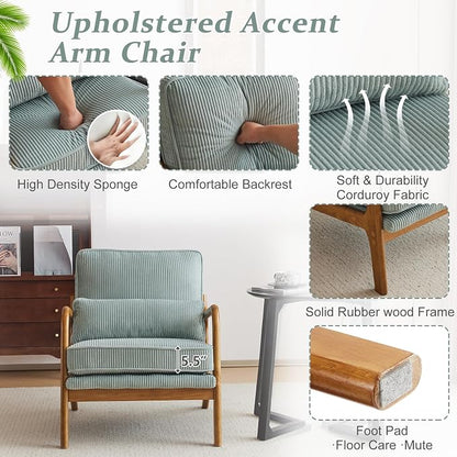 VINGLI Upgraded Premium Corduroy Accent Chair, Upholstered Arm Chair, Solid - Image 4