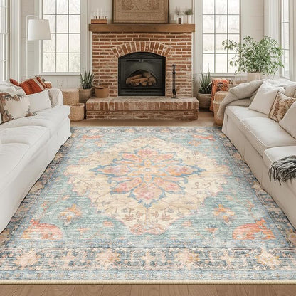RELEANY Washable Area Rug, Square 8'x8', Water Repellent, Pet Friendly by RELEANY
